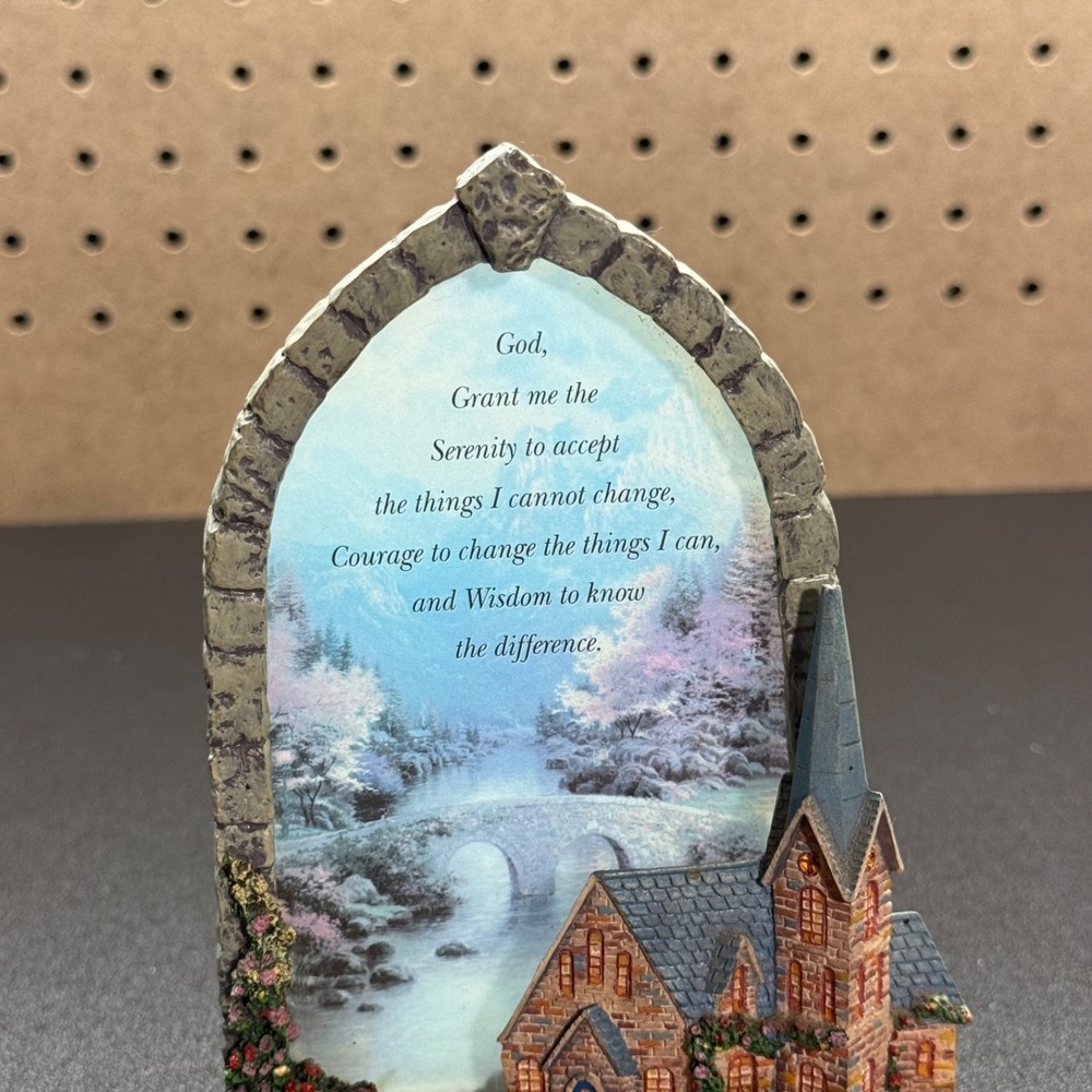 Thomas Kinkade Windows of Prayer Collection The Mountain Chapel Table Decor 2003 - Picture 4 of 8